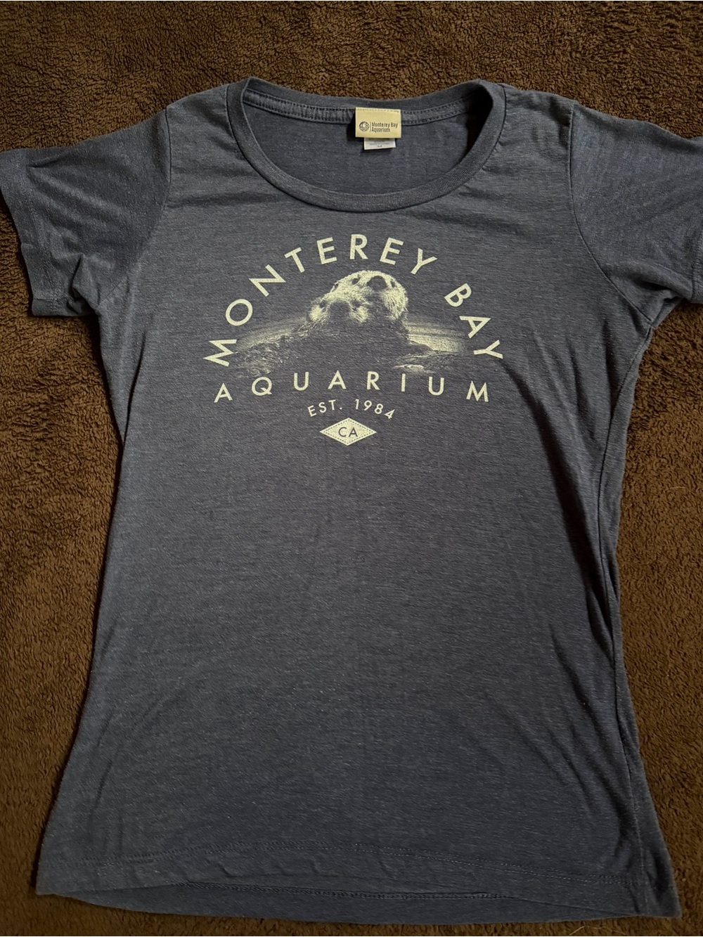 Monterey Bay Navy Blue Short-Sleeve Graphic Tee with Cream Logo